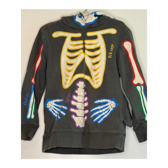 Mini Boden Skeleton Skeletal System Hoodie Kids 5-6 Glow in the Dark! - Picture 1 of 4